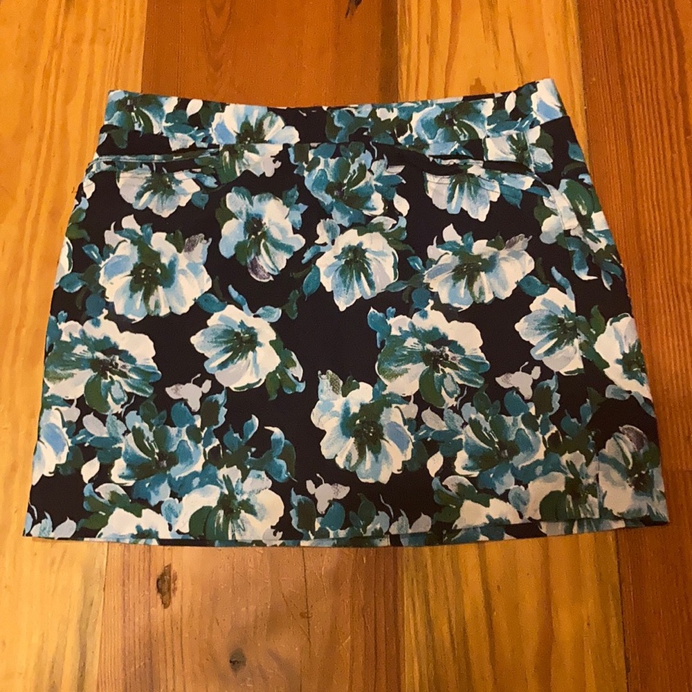 Zoe + Phoebe skirt blue/white floral Sz PM